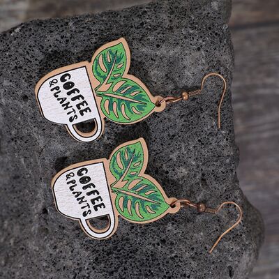 Wooden Alloy Dangle Earrings Shop One Place