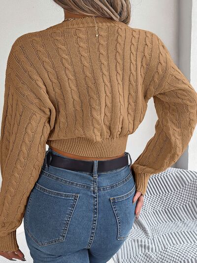 Twisted Cable-Knit V-Neck Sweater Shop One Place