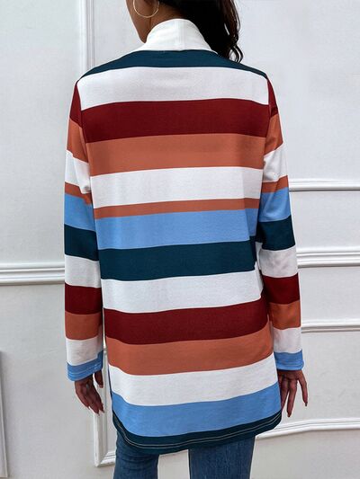Color Block Open Front Cardigan Shop One Place