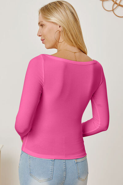 Square Neck Long Sleeve T-Shirt Shop One Place