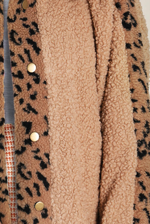 Leopard Snap Down Collared Neck Jacket Shop One Place