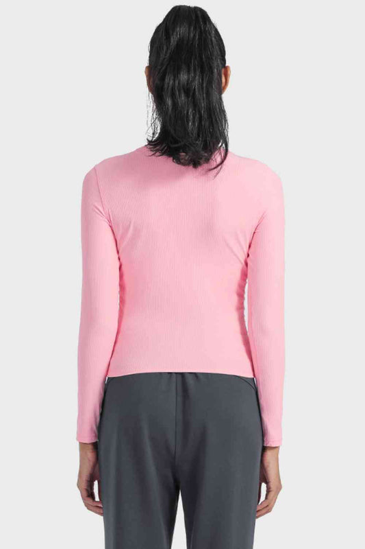 Round Neck Long Sleeve Sports Top Shop One Place