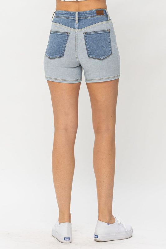 Judy Blue Full Size Color Block Denim Shorts Shop One Place