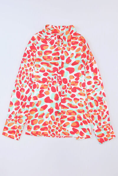 Printed Button Up Dropped Shoulder Shirt Shop One Place
