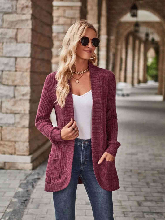 Open Front Cardigan with Pockets Shop One Place