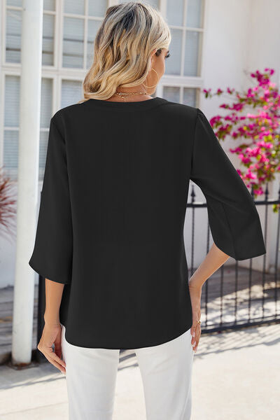 Notched Half Button T-Shirt Shop One Place