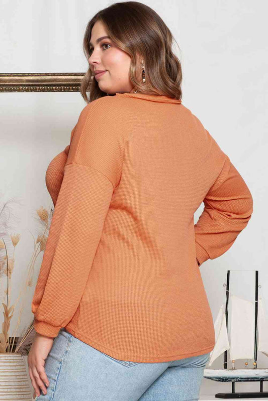 Plus Size V-Neck Dropped Shoulder Top Shop One Place