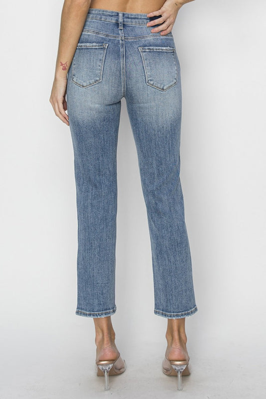 RISEN Full Size High Waist Distressed Cropped Jeans Shop One Place