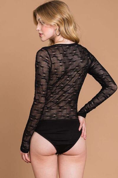 Culture Code Round Neck Mesh Perspective Bodysuit Shop One Place