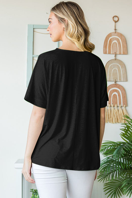 Heimish Full Size V-Neck Short Sleeve T-Shirt Shop One Place