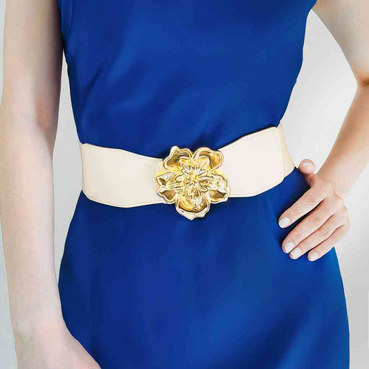 Flower Alloy Buckle Elastic Belt Shop One Place