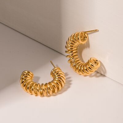 18K Gold-Plated Stainless Steel C-Hoop Earrings Shop One Place