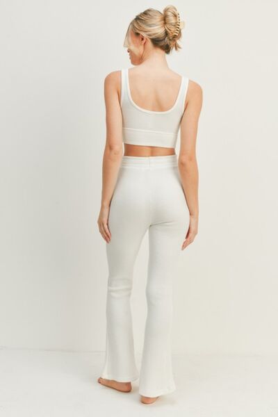 Kimberly C Waffle Tank and High Waist Flare Pants Set Shop One Place