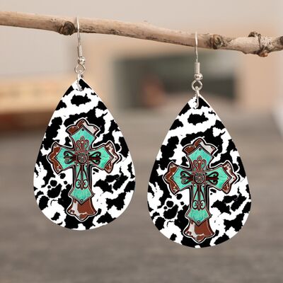 PU Leather Iron Hook Teardrop Earrings Shop One Place