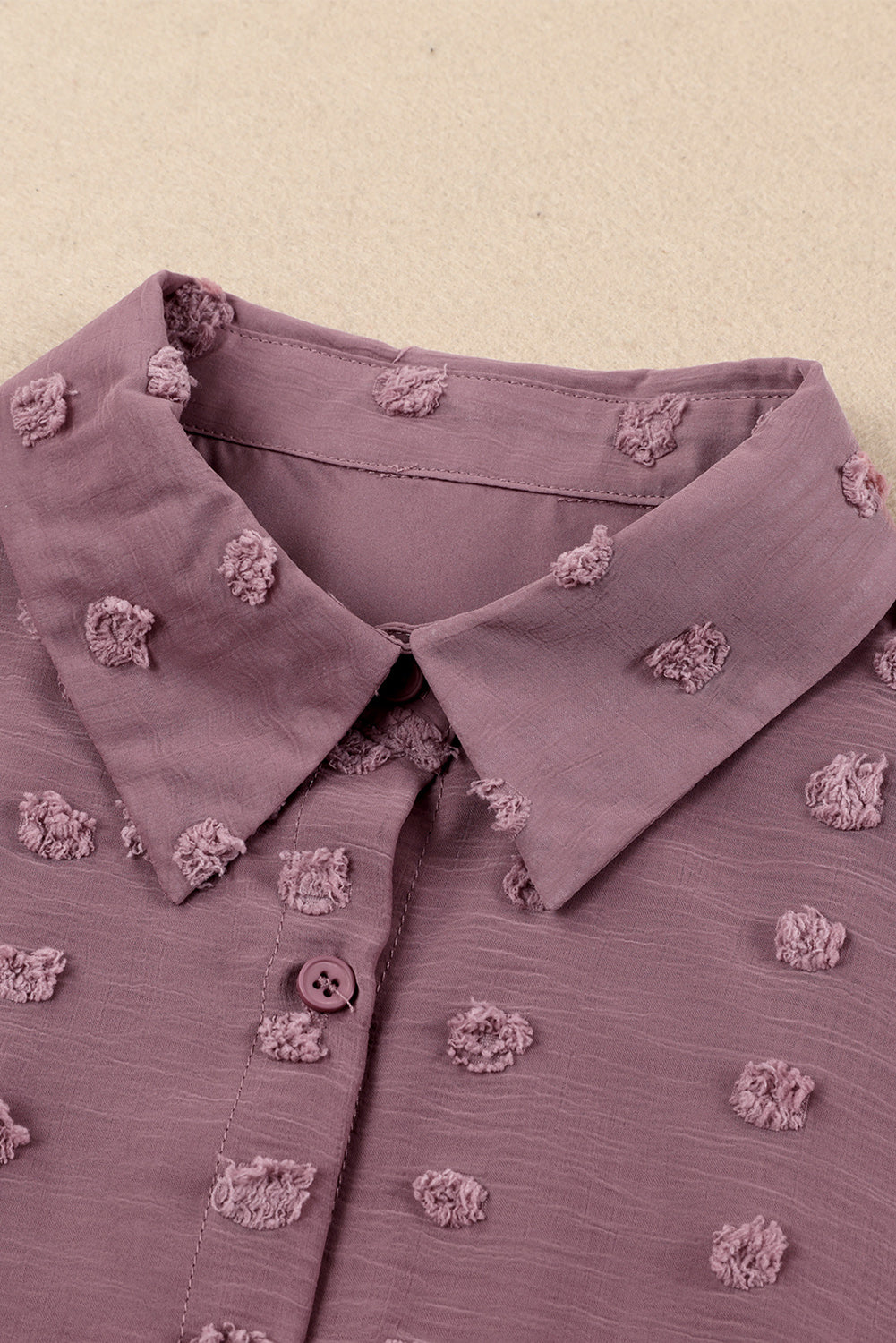 Swiss Dot Button Up Long Sleeve Shirt Shop One Place