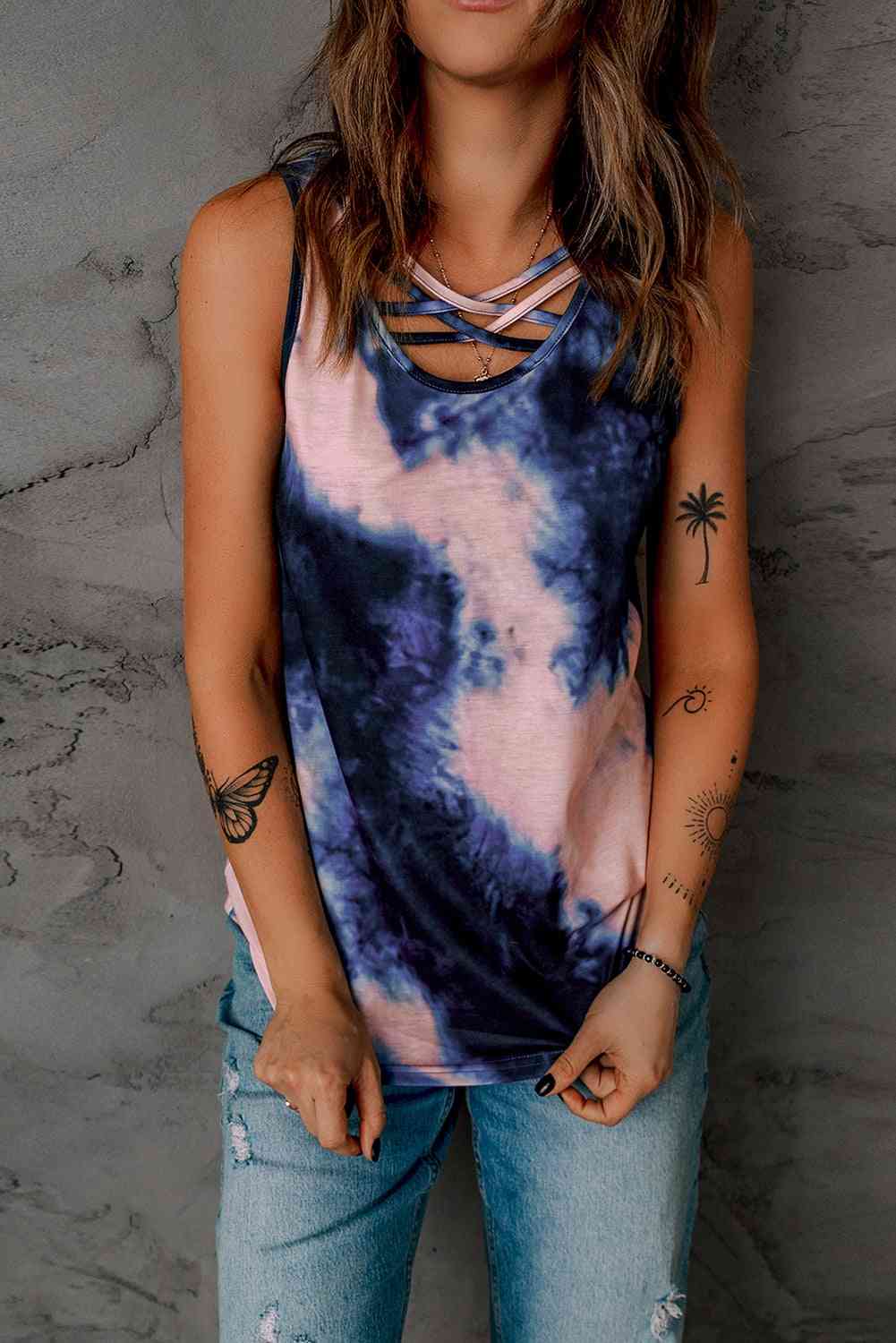 Tie-Dye Crisscross Tank Shop One Place