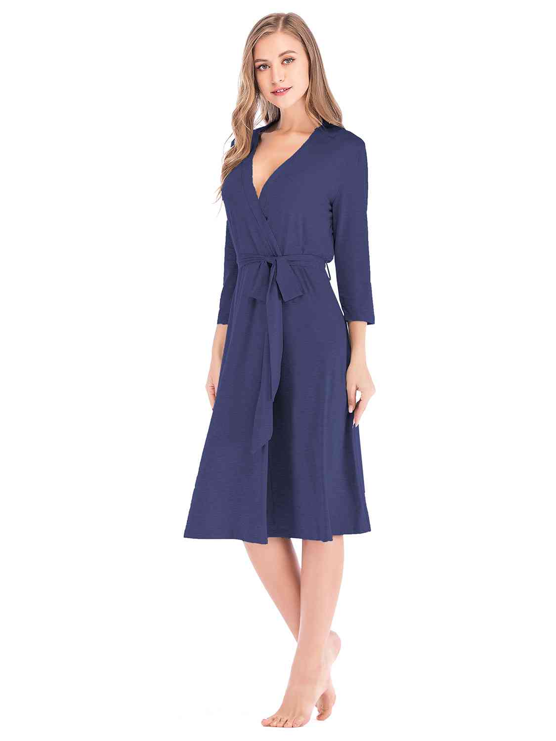 Plunge Tie Front Night Dress Shop One Place