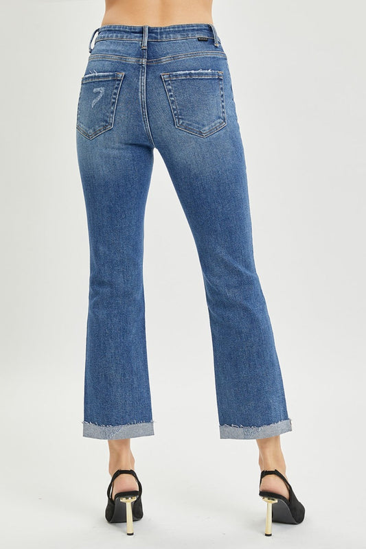 RISEN Full Size Button Fly Cropped Bootcut Jeans Shop One Place