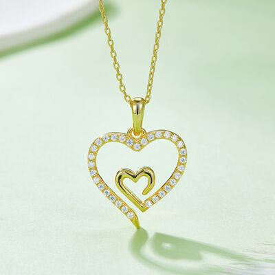 Moissanite 925 Sterling Silver Heart Pendant Necklace Shop One Place