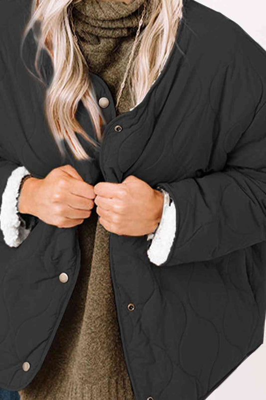 Long Sleeve Button Front Winter Coat Shop One Place