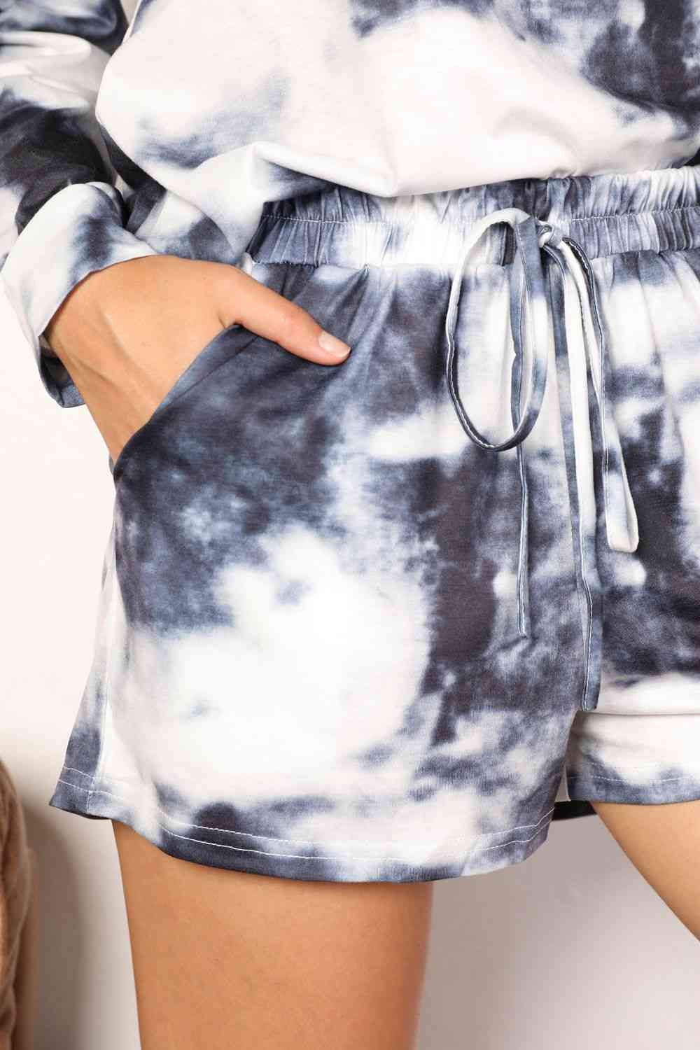 Double Take Tie-Dye Round Neck Top and Shorts Lounge Set Shop One Place