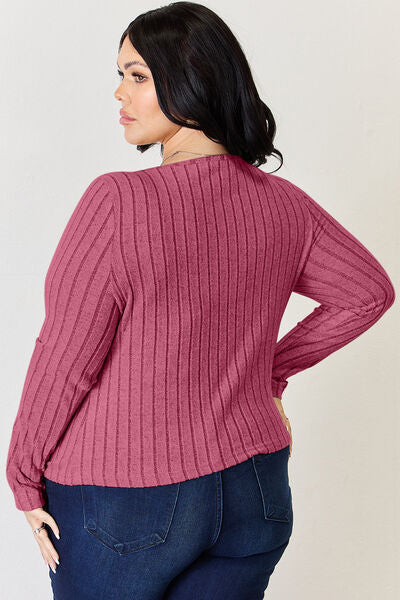 Basic Bae Full Size Ribbed Long Sleeve T-Shirt Shop One Place