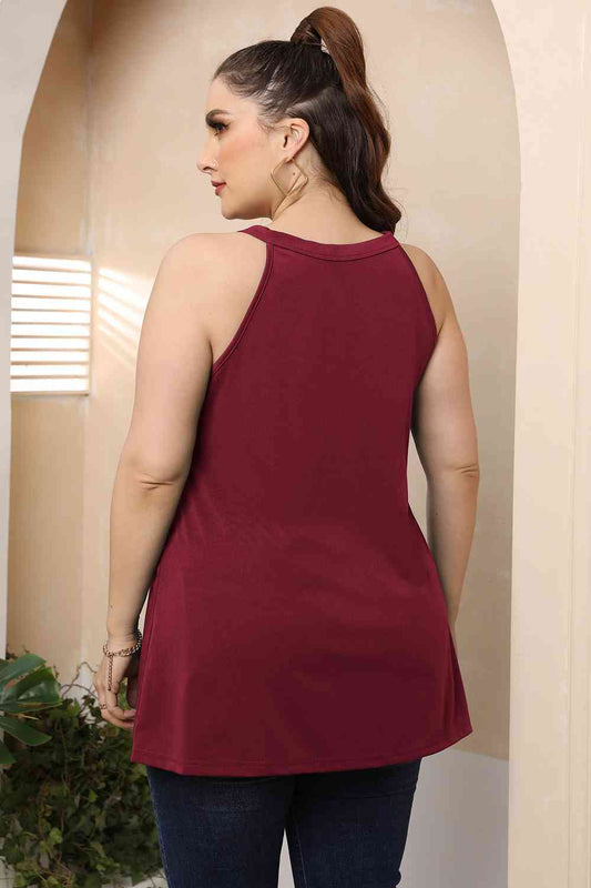 Plus Size Halter Neck Cutout Sleeveless Dress Shop One Place