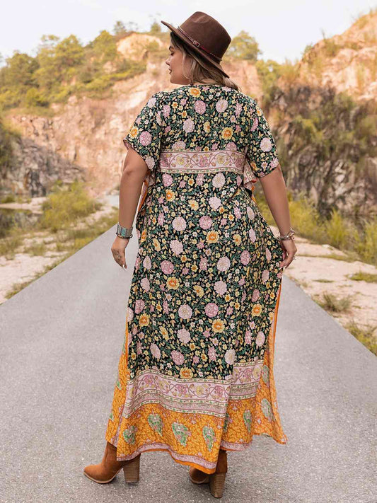 Plus Size Tie Neck Maxi Dress Shop One Place