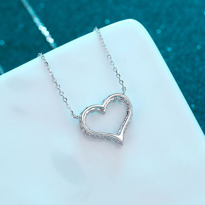 Moissanite 925 Sterling Silver Heart Shape Necklace Shop One Place