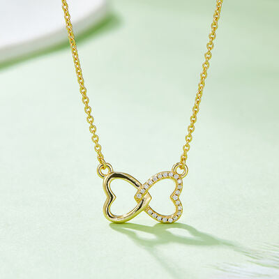 Moissanite 925 Sterling Silver Heart Bow Necklace Shop One Place
