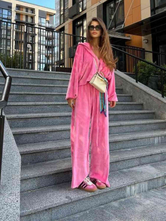 Hooded Jacket and Pants Set Shop One Place