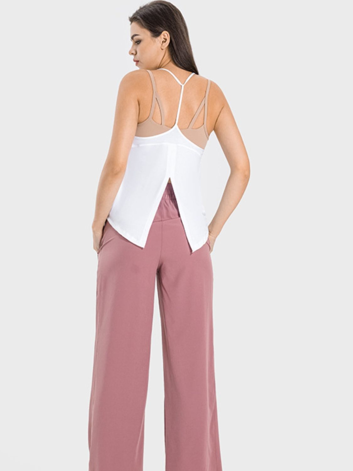 Slit Spaghetti Strap Scoop Neck Active Cami Shop One Place