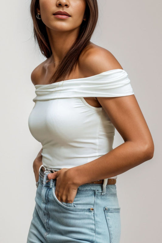 Off-Shoulder Short Sleeve Blouse Shop One Place