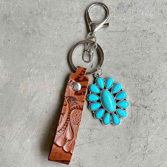 Turquoise Genuine Leather Key Chain Shop One Place