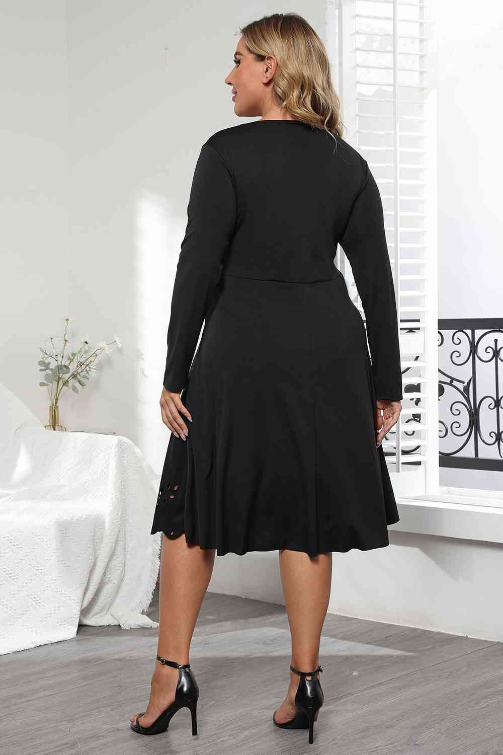 Long Sleeve Cutout Detail Dress Shop One Place