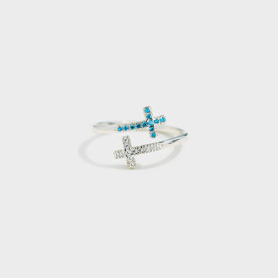 Zircon 925 Sterling Silver Double Cross Bypass Ring Shop One Place