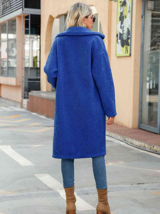 Collared Neck Button Down Coat Shop One Place