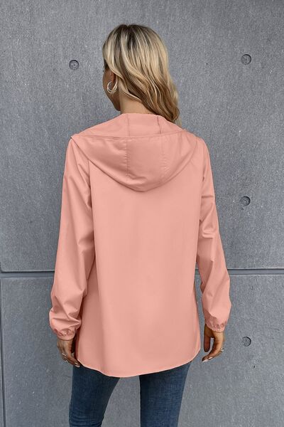 Zip Up Long Sleeve Hooded Watertight Jacket Shop One Place