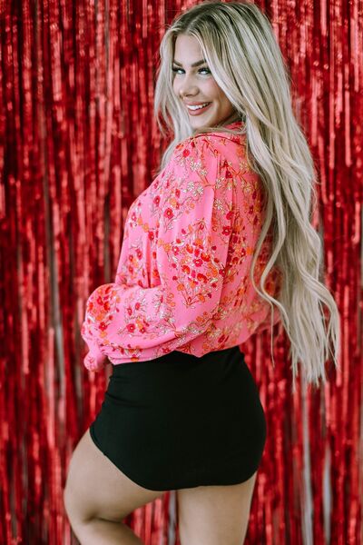 Ditsy Floral Collared Neck Shirt Shop One Place