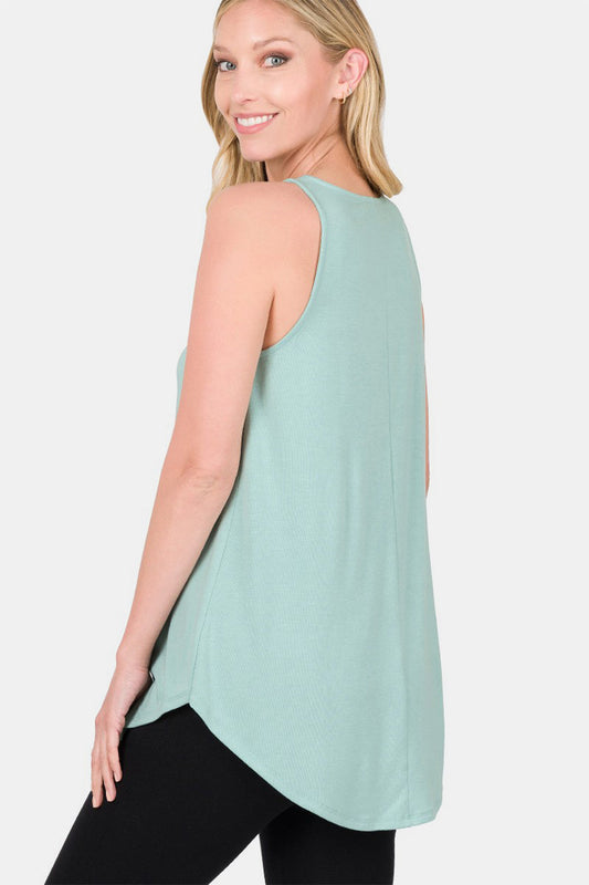 Zenana Round Neck Curved Hem Tank Shop One Place