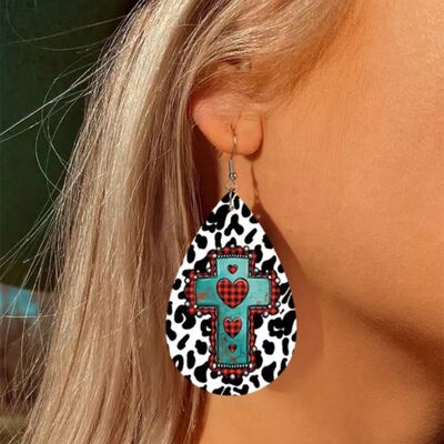 PU Leather Iron Hook Teardrop Earrings Shop One Place