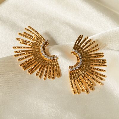Stainless Steel Inlaid Zircon Stud Earrings Shop One Place