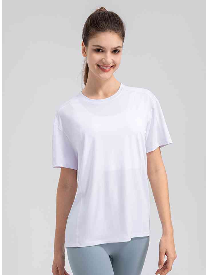 Round Neck Short Sleeve Active Top Shop One Place