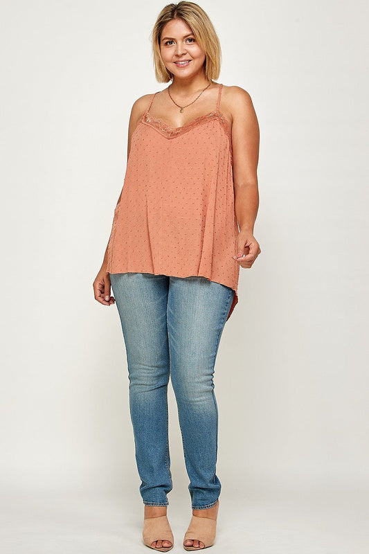 Plus Size, Clip Dot Solid Cami Tunic Shop One Place