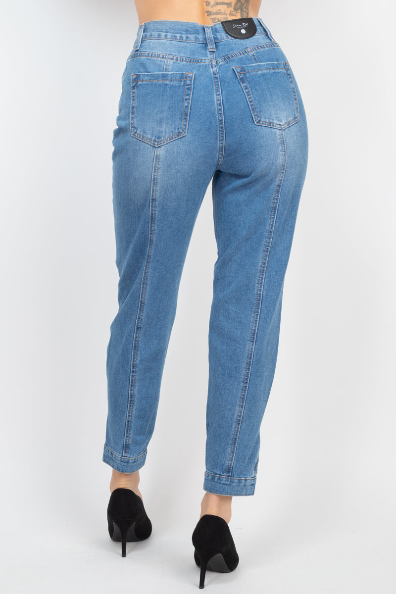 Cuffed-button Mom Jeans Shop One Place