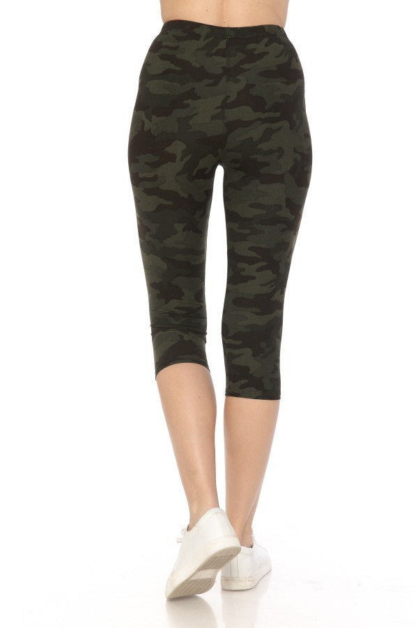 Multi-color Print, Cropped Capri Leggings In A Fitted Style With A Banded High Waist Shop One Place