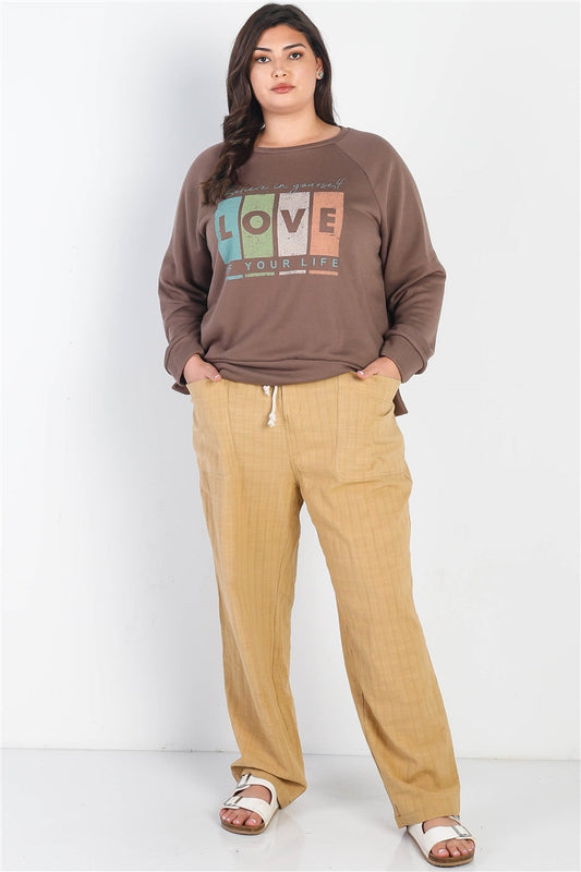Plus Cocoa "believe In Yourself,4 Love Of Your Life" Long Sleeve Top Shop One Place