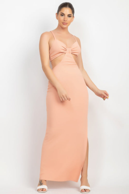 Cutouts Side Slit Maxi Dress Shop One Place