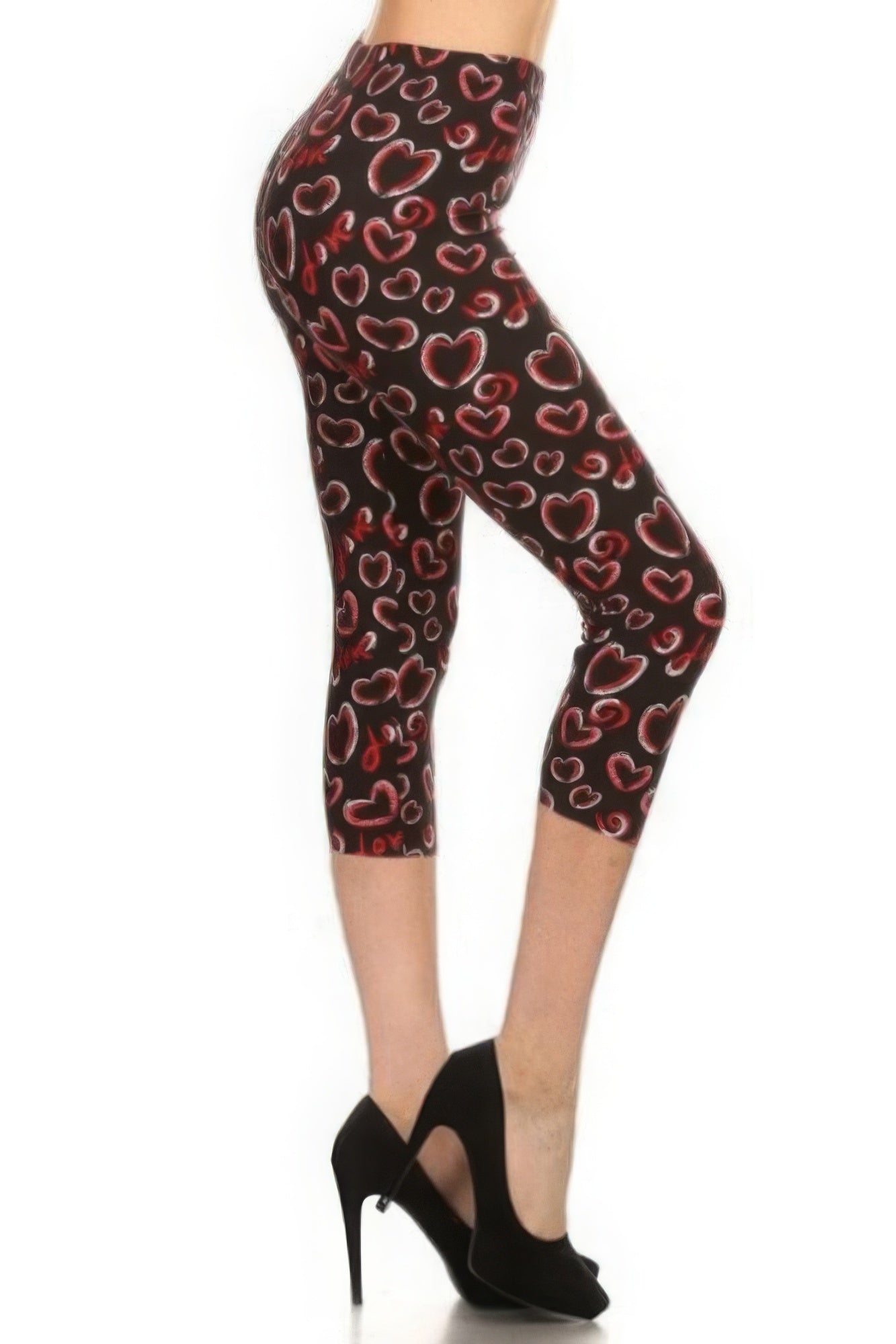 Multi-color Print, Cropped Capri Leggings In A Fitted Style With A Banded High Waist Shop One Place