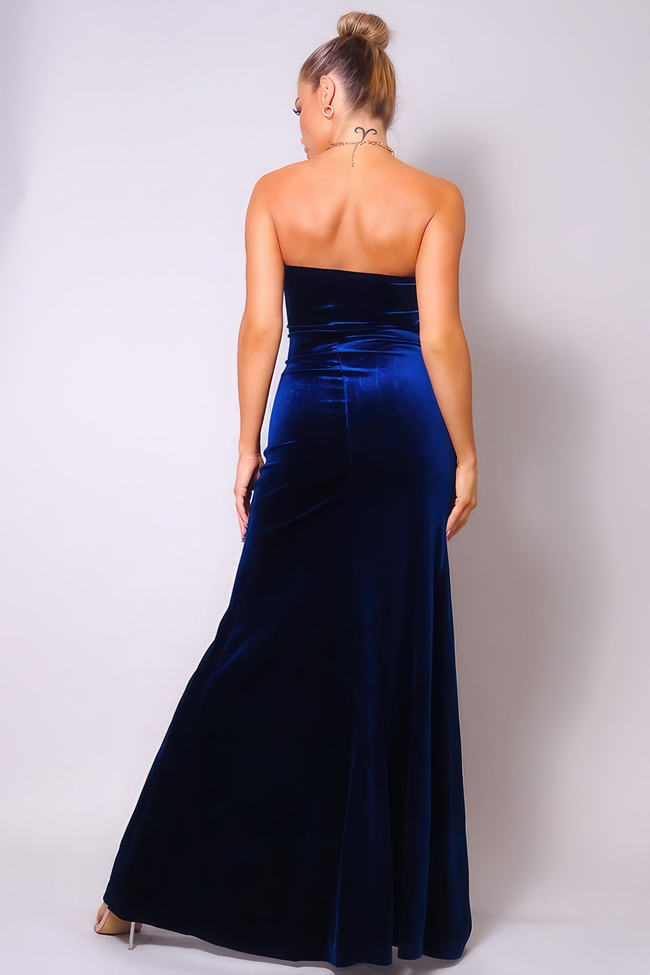 Strapless Sweetheart Maxi Velvet Dress Shop One Place